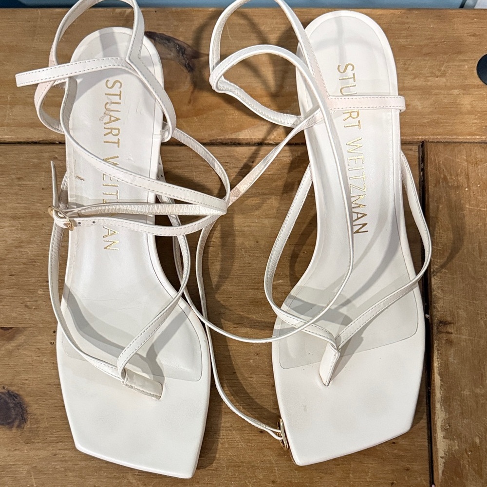 Stuart Weitzman Women's White Strappy Sandals
